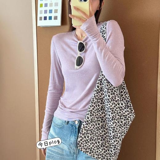 【OSMICARMIN露指款樱花淡雾紫打底衫】柔软舒适 微透设计 叠穿单穿都好看 商品图2