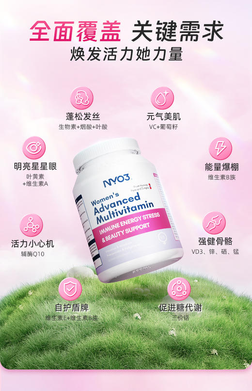 【1瓶/2瓶】NYO3诺威佳官方旗舰店女士多种复合维生素60粒/瓶  A-3080 商品图3