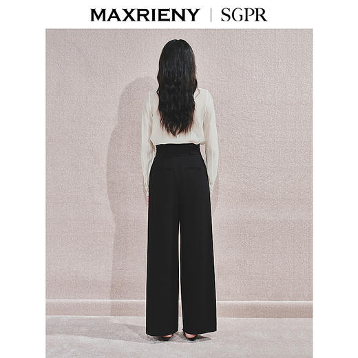 【秀场抢先款】MAXRIENY精致日常风高腰阔腿裤金属休闲长裤24年冬(货号:MS85PA753) 商品图3
