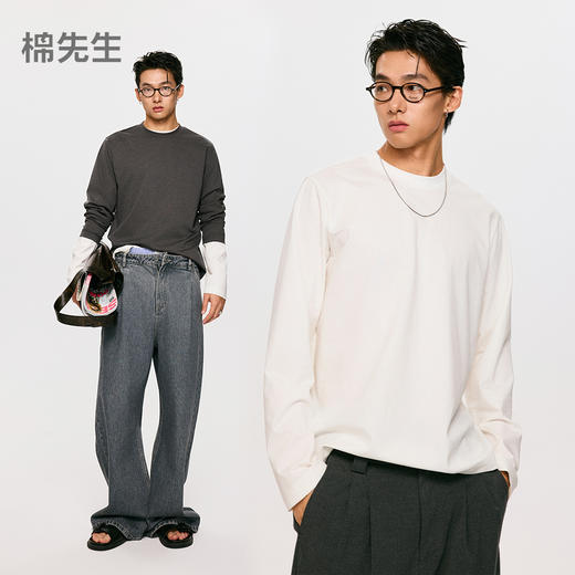 COTTON LAB【丝滑之旅】质感丝滑简约设计圆领长袖基础T 商品图0