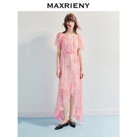 MAXRIENY优雅度假风连衣裙25夏款浪漫风桑蚕丝连衣裙真丝长裙(货号:MF86DR010)