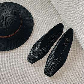 BIUCILI  原创设计方头编织松弛度假感平底单鞋