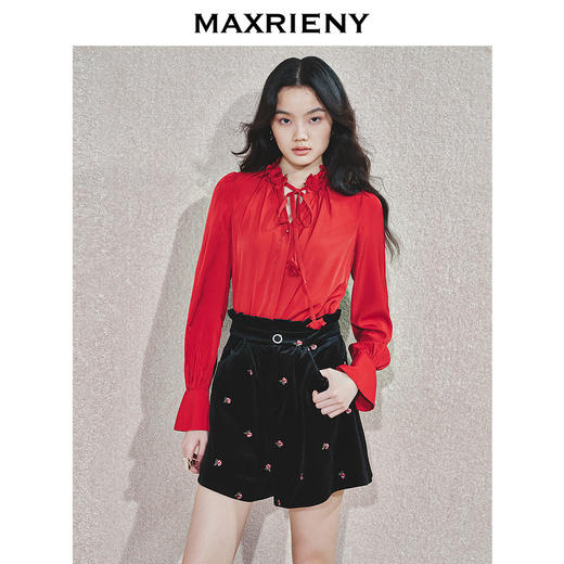 MAXRIENY2024【商场同款】冬季新款新年红百搭衬衣(货号:MS85TP753) 商品图0