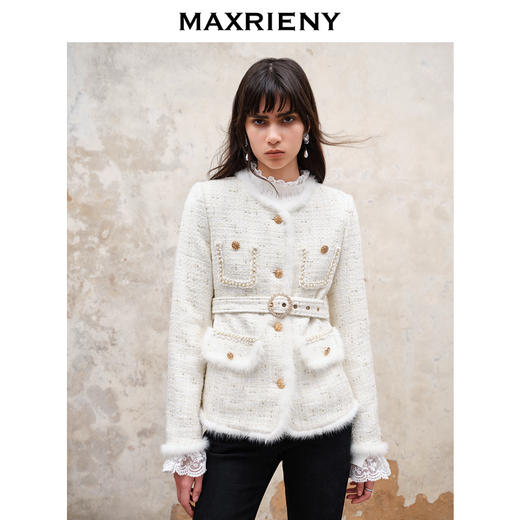 【防寒】MAXRIENY名媛千金小香风轻羽绒服气质冬季新款复古水貂毛(货号:MS88DC539) 商品图2