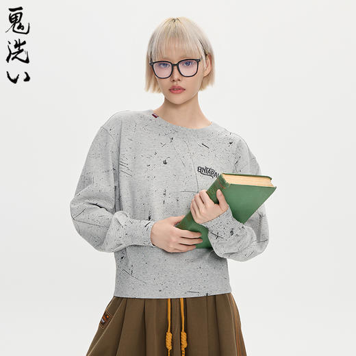 ONIARAI/鬼洗25秋冬黑标新品领口宽松半截卫衣女 A240015 商品图1