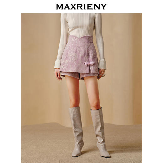 MAXRIENY【商场同款】新中式新款气质短裤高腰裙裤24年冬(货号:MC88PA796) 商品图2