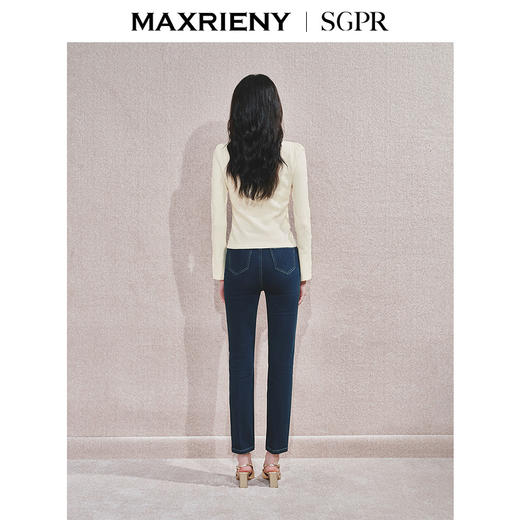 MAXRIENY[东方新摩登]极简经典版型修身小脚气质牛仔裤女24秋新款(货号:MS85PA513) 商品图3