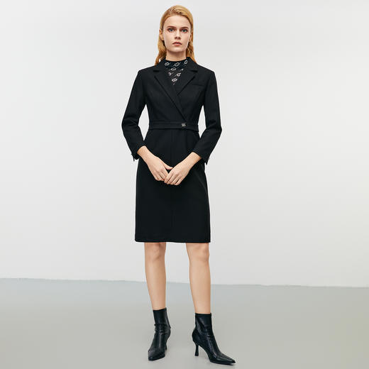 EITIE爱特爱秋季新款气质通勤精致翻领收腰显瘦西装连衣裙7907643 商品图3