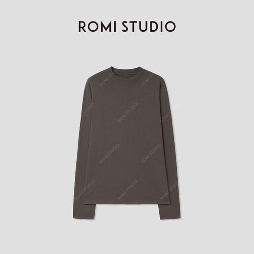 ROMI STUDIO“轻盈自在”100棉撞色明线微弹圆领长袖上衣RWCAS64994 商品图2
