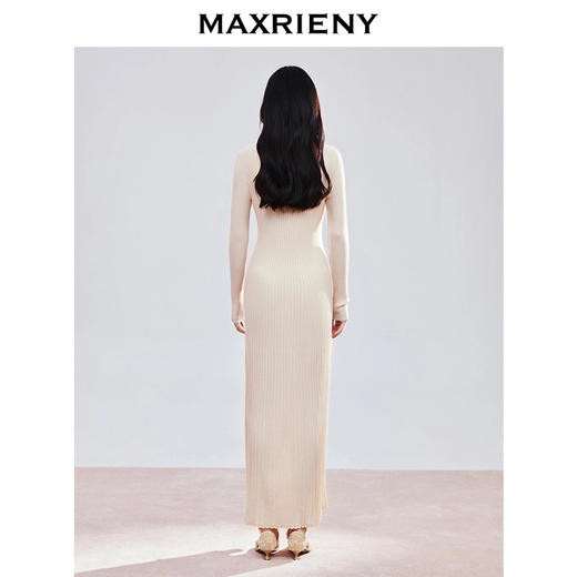 MAXRIENY精致优雅感毛针织连衣裙2025年秋季新款温柔风长裙(货号:MS85DR778) 商品图3