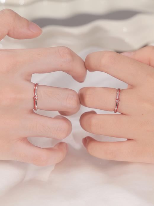 卡蒂罗KADER 夜光同心结情侣对戒  钟久久爱意交织同心结轻奢浪漫精致简约百搭开口可调节素圈一对 千千结甜蜜饰爱约会告白 商品图5