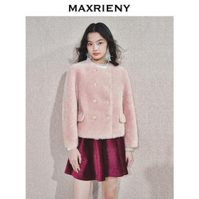 MAXRIENY 人造皮草 精致贵雅感直身羊毛仿皮草女24冬新款保暖外套(货号:MS85FU751)