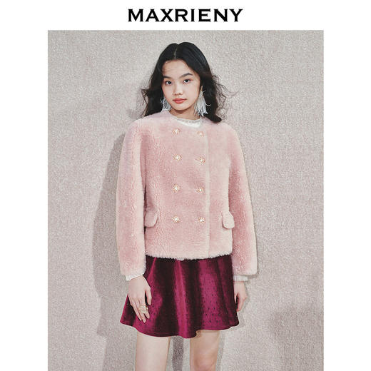 MAXRIENY 人造皮草 精致贵雅感直身羊毛仿皮草女24冬新款保暖外套(货号:MS85FU751) 商品图0