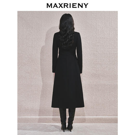 MAXRIENY优雅复古感大女24冬新款双面呢绵羊毛外套中长款收腰显瘦(货号:MS85CT760) 商品图3