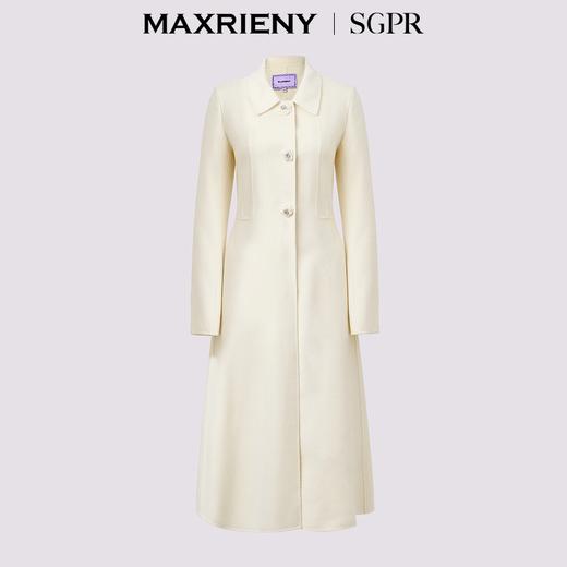 MAXRIENY极简赫本风绵羊毛过膝长款大衣气质女24秋新款外套澳毛(货号:MS85CT511) 商品图4