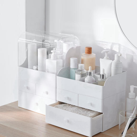 天马（TENMA）宜得利家居 多用途桌上收纳盒护肤品抽屉整理盒顶部带分格置物盒 商品图4