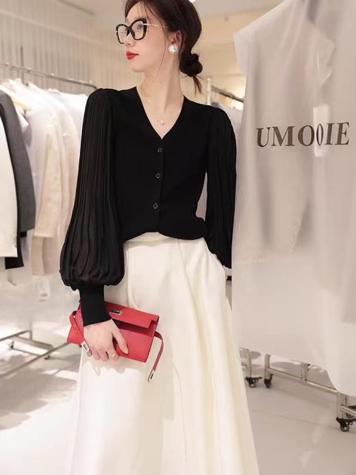 双拼冰丝来赛尔灯笼百褶朦胧纱袖开衫罩衫 商品图7