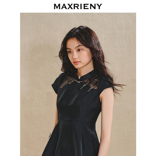 MAXRIENY2024年新中式提花花苞连衣裙美拉德穿搭(货号:MS85DR078) 商品图2