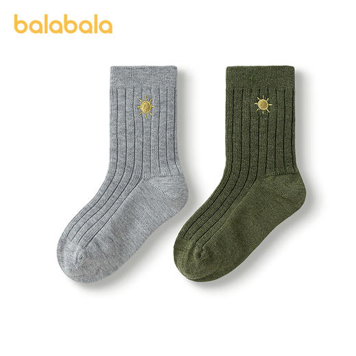 【商场同款】巴拉巴拉儿童袜子秋冬男童短袜中幼童含羊毛暖两双装 商品图4