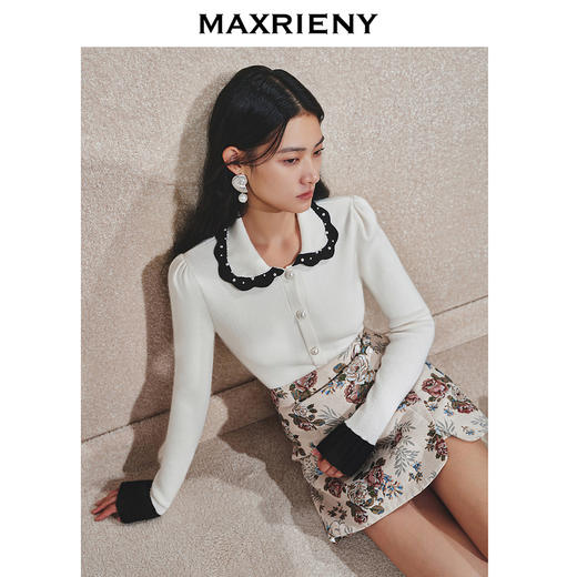 MAXRIENY套头针织衫女24冬新款千金小香风上衣显瘦高级气质打底(货号:MS85SW769) 商品图2