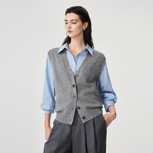 棉仓366699002-25秋羊毛混纺针织马甲 商品图0