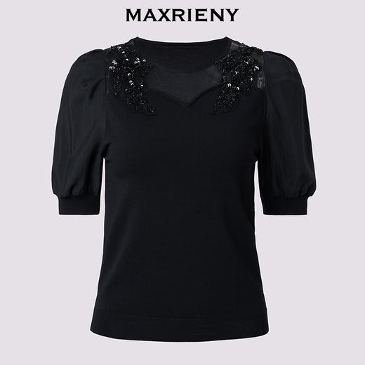 合领口钉珠装饰毛衫(货号:MF86SW260) 商品图4