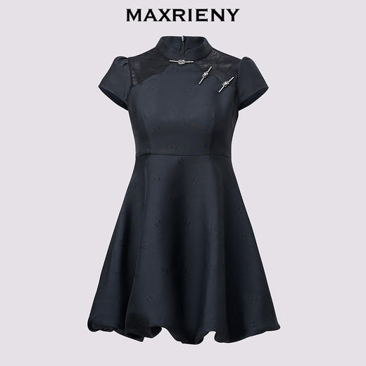 MAXRIENY2024年新中式提花花苞连衣裙美拉德穿搭(货号:MS85DR078) 商品图4
