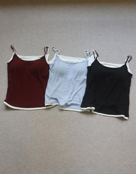 急茬儿的啊 速来抄底 哈！女段 HF 兰精莫代尔 内嵌胸垫 假两件 吊带 3色入