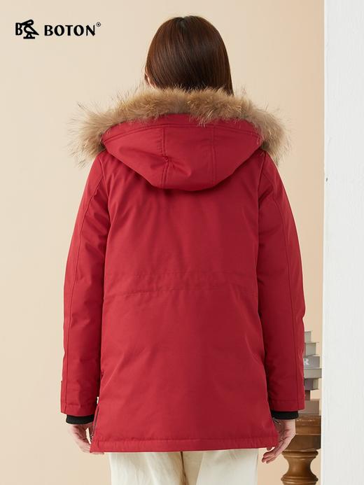 波顿女士冬季红色美式休闲工装中长款羽绒服LC732522 商品图3