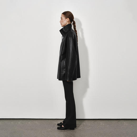 NUTH黑色宽松廓形pu皮夹克中长款拉链皮衣外套女 商品图8