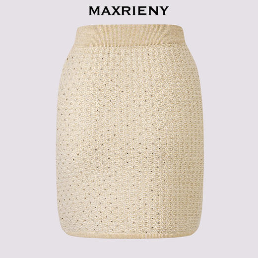 MAXRIENY鎏金小香半裙25秋款烫钻花纱包臀裙小香风气质羊毛短裙(货号:MF86SK501) 商品图4