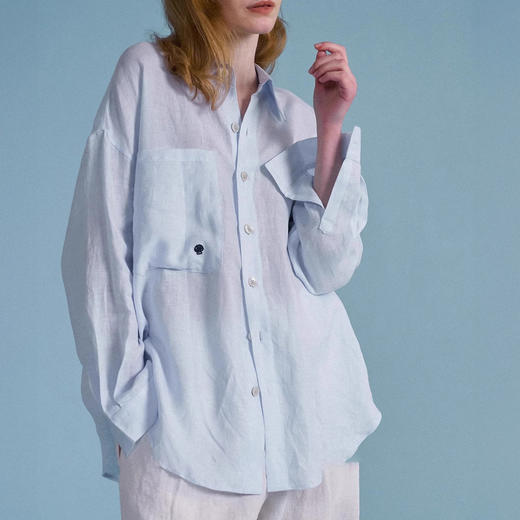 伊泺杉 老钱风纯棉贝壳刺绣衬衫 宽松舒适 通勤百搭 4色可选 商品图3