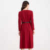 EITIE爱特爱气质圆领通勤不对称优雅红色呢子连衣裙2025秋冬新款D2507911 商品缩略图4