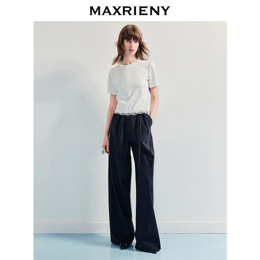 【商场同款】MAXRIENY2025春夏精工打褶休闲阔腿裤(货号:MF86TR001) 商品图1