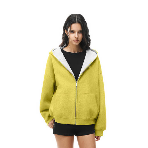 FDR官方店 情侣重磅拉链外套男秋拼色空气层连帽卫衣女款2025新款 商品图3