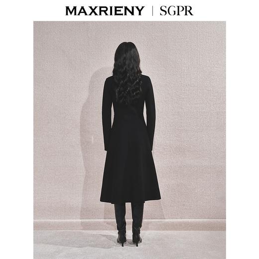 MAXRIENY极简赫本风绵羊毛过膝长款大衣气质女24秋新款外套澳毛(货号:MS85CT511) 商品图3