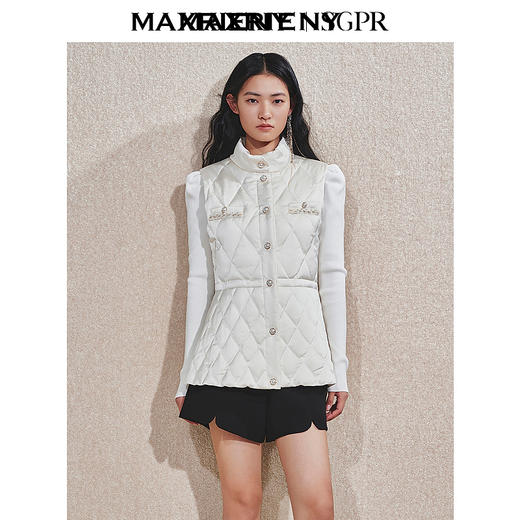 MAXRIENY千金小香风气质羽绒马甲24冬新款女装保暖立领马夹背心(货号:MS85JA761) 商品图0