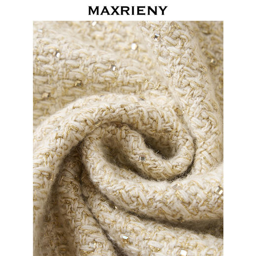 MAXRIENY鎏金小香半裙25秋款烫钻花纱包臀裙小香风气质羊毛短裙(货号:MF86SK501) 商品图3