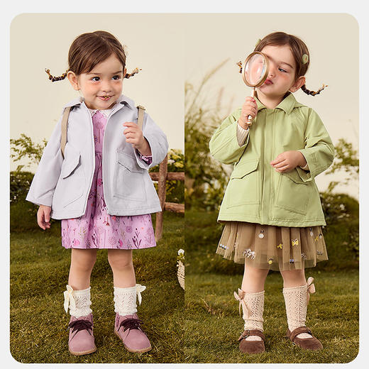 【小软皮】迷你巴拉女童儿童宽松A摆连帽棉感柔软三防外套秋 商品图2