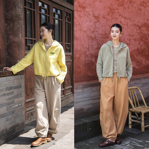 绽放558朵/摇粒绒休闲带帽可调节抽绳宽松百搭外套女秋冬新款开衫 商品图3