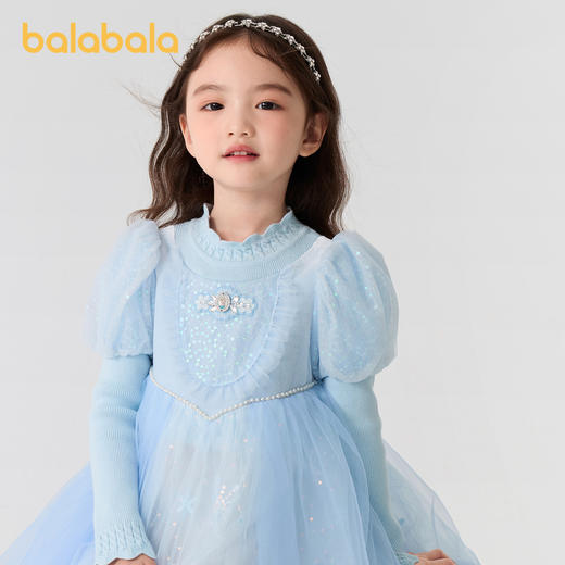 【艾莎IP】巴拉巴拉女童连衣裙网纱公主裙子秋冬款甜美泡泡袖洋气 商品图0