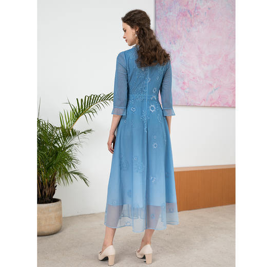 司歌綉花长袖连衣裙收腰春秋A901260X 商品图3