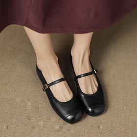 复古小羊皮（内衬含有羊皮）平底鞋--玛丽珍鞋