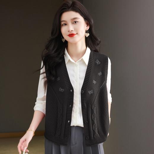坎肩绣花马夹上衣外搭马甲，针织背心毛衣外套开衫CC-13-98001 商品图1
