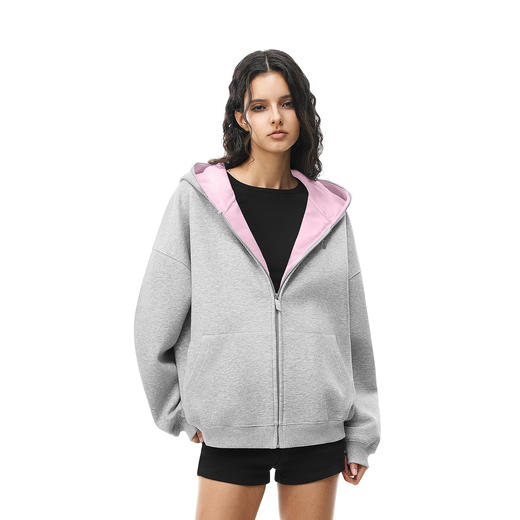 FDR官方店 情侣重磅拉链外套男秋拼色空气层连帽卫衣女款2025新款 商品图2