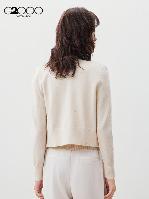 G2000【时尚闪片/商场新款】女FW25柔软舒适花型纽扣长袖针织外套56278321 商品图1