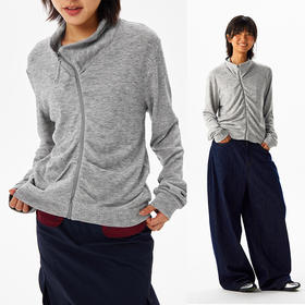 CryingCenter 斜门襟抽褶拉链开衫 哭喊中心