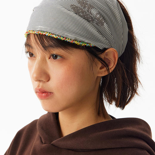 CryingCenter 贝壳彩珠花边条纹头巾发带百搭 哭喊中心 商品图1