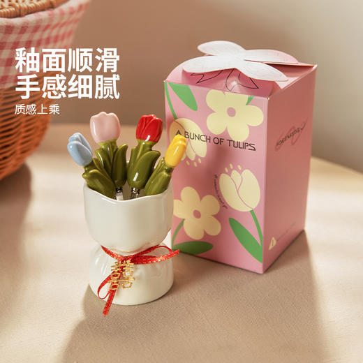 摩登主妇不锈钢水果叉子收纳罐水果签轻奢高级感食品级甜品蛋糕叉 商品图3