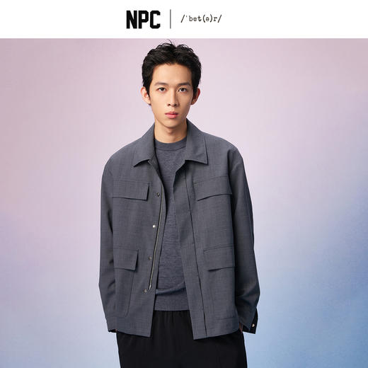 NPC潮牌绵羊毛混纺多口袋拉链翻领夹克秋知识高智风夹克NP57TJ27 商品图0